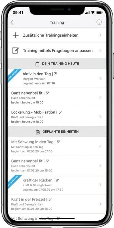 go4health App Trainingseinheiten